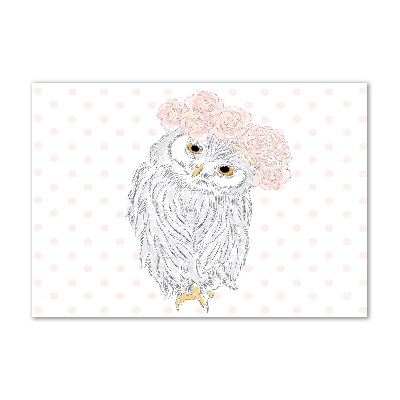 Quadro vetro Gufo in una ghirlanda