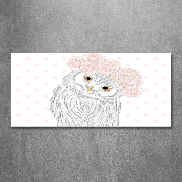 Quadro vetro Gufo in una ghirlanda