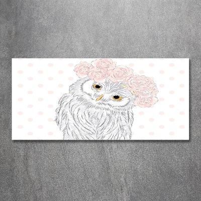 Quadro vetro Gufo in una ghirlanda