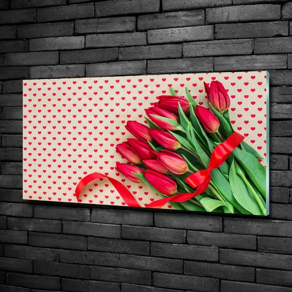 Quadro in verde Tulipani a forma di cuore