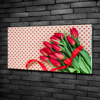 Quadro in verde Tulipani a forma di cuore
