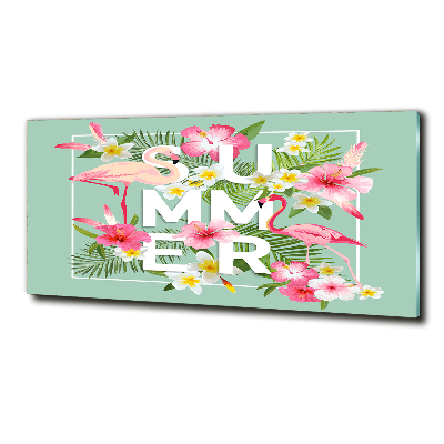 Quadro in verde Vacanze e fenicotteri