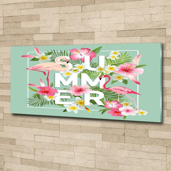 Quadro in verde Vacanze e fenicotteri