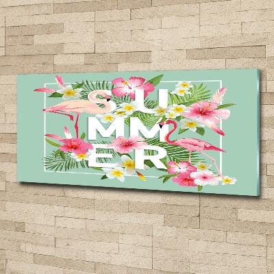 Quadro in verde Vacanze e fenicotteri