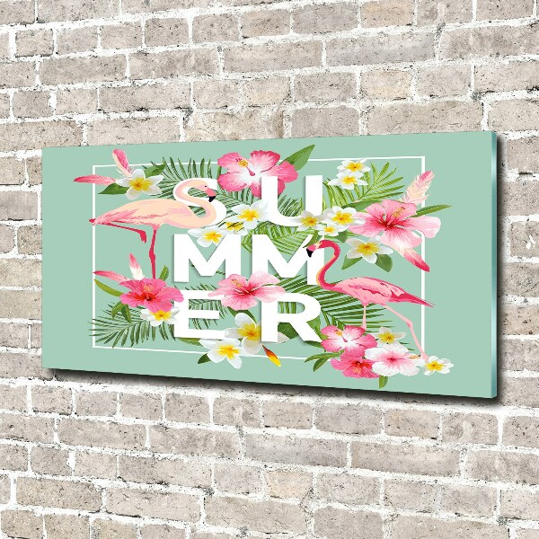 Quadro in verde Vacanze e fenicotteri