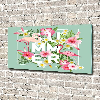 Quadro in verde Vacanze e fenicotteri