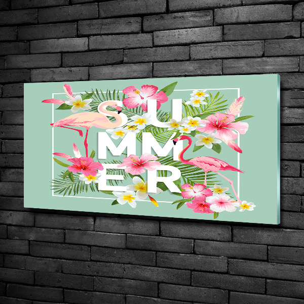 Quadro in verde Vacanze e fenicotteri