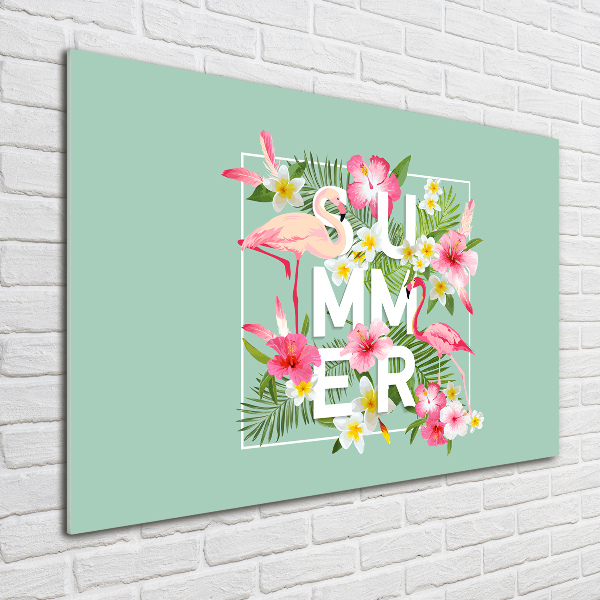 Quadro in verde Vacanze e fenicotteri