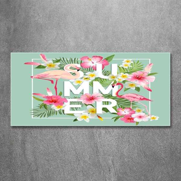 Quadro in verde Vacanze e fenicotteri