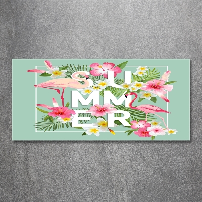 Quadro in verde Vacanze e fenicotteri