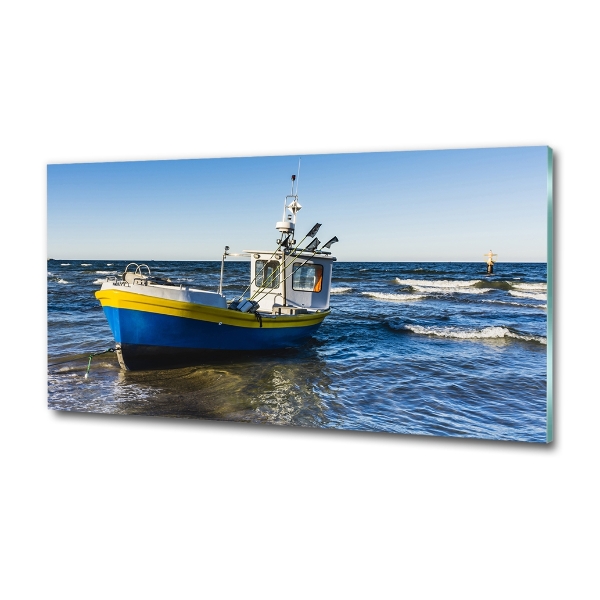 Quadro vetro Un cutter in mare