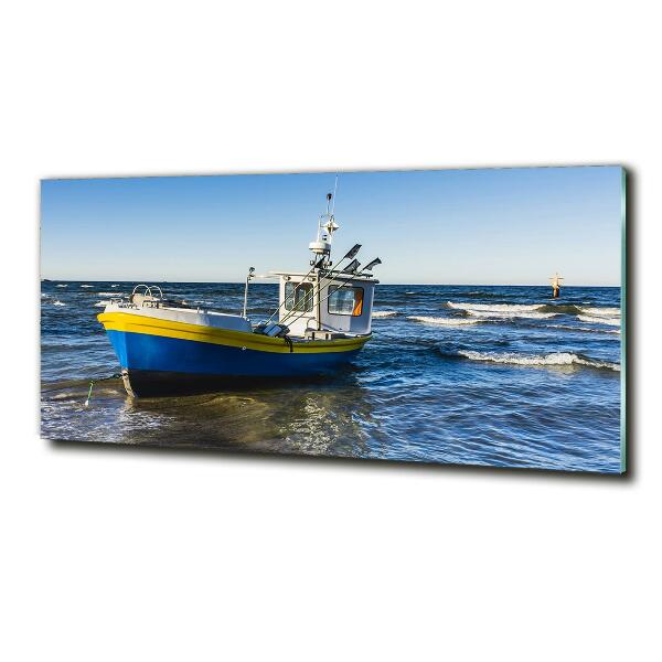 Quadro vetro Un cutter in mare