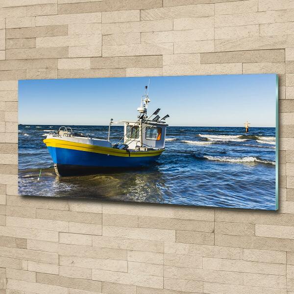 Quadro vetro Un cutter in mare