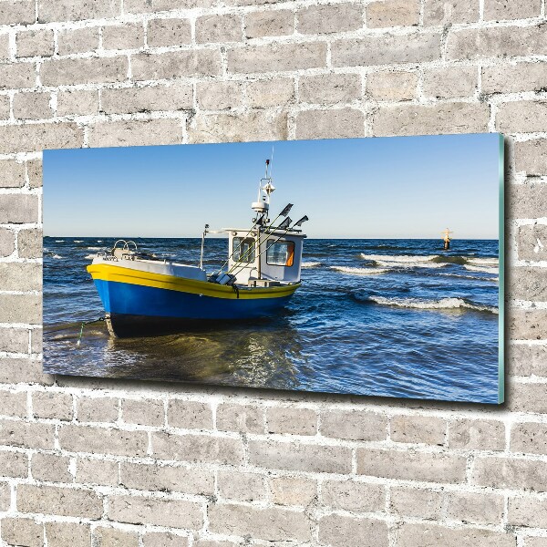 Quadro vetro Un cutter in mare