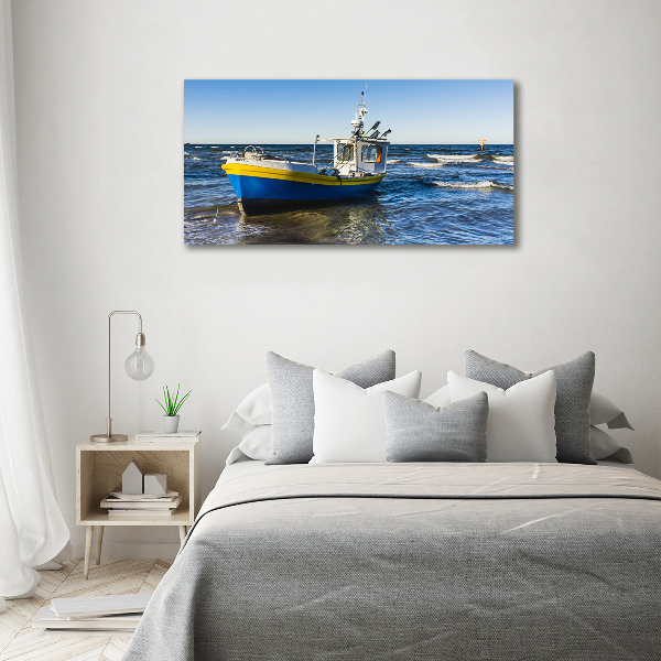 Quadro vetro Un cutter in mare