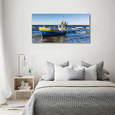 Quadro vetro Un cutter in mare