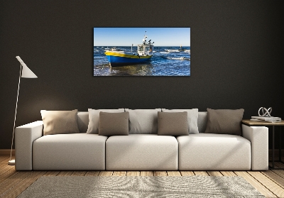Quadro vetro Un cutter in mare