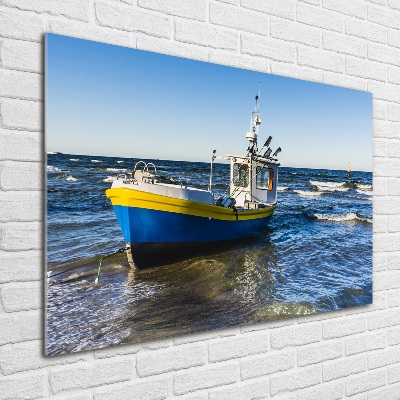 Quadro vetro Un cutter in mare