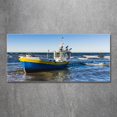 Quadro vetro Un cutter in mare