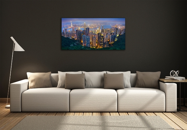 Quadro in verde Hong Kong di notte