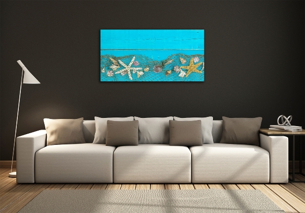 Quadro vetro Stelle marine e conchiglie