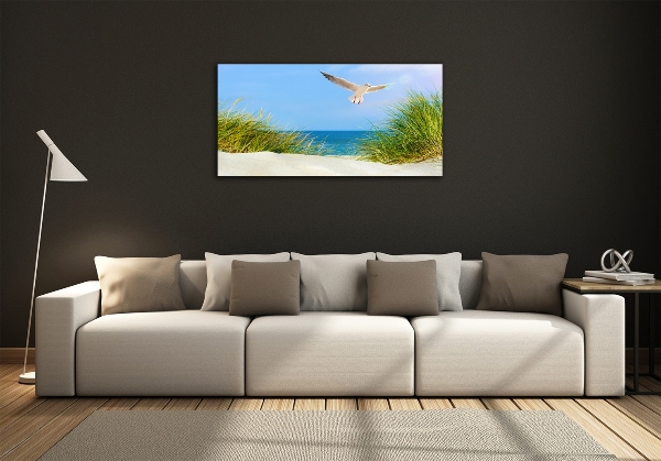 Quadro vetro Gabbiano sulla spiaggia
