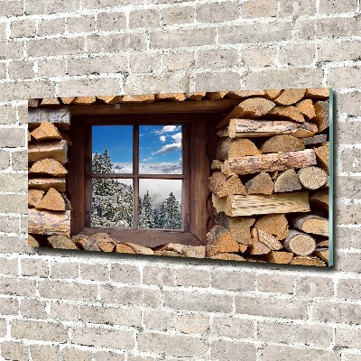 Quadro in verde L'inverno fuori dalla finestra