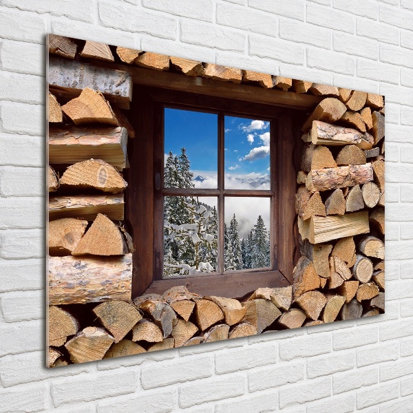 Quadro in verde L'inverno fuori dalla finestra