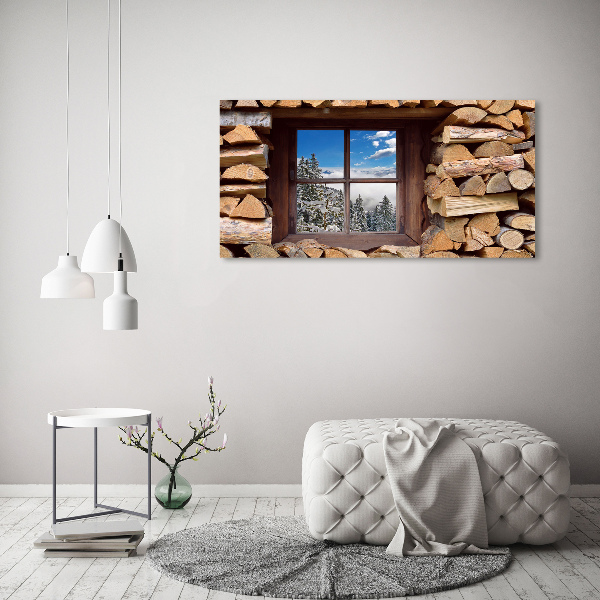 Quadro in verde L'inverno fuori dalla finestra