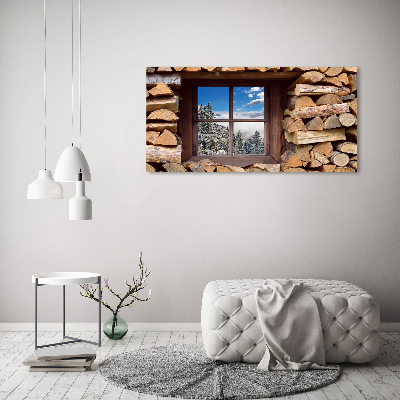 Quadro in verde L'inverno fuori dalla finestra