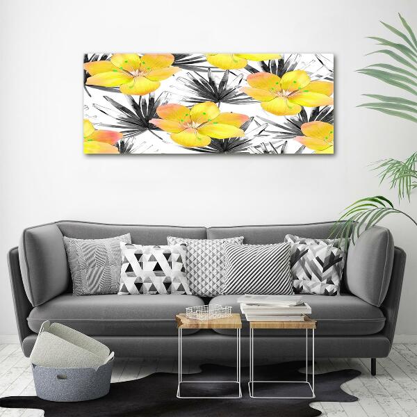 Quadro su vetro Fiori tropicali