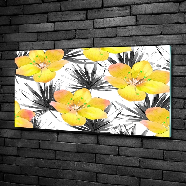 Quadro su vetro Fiori tropicali