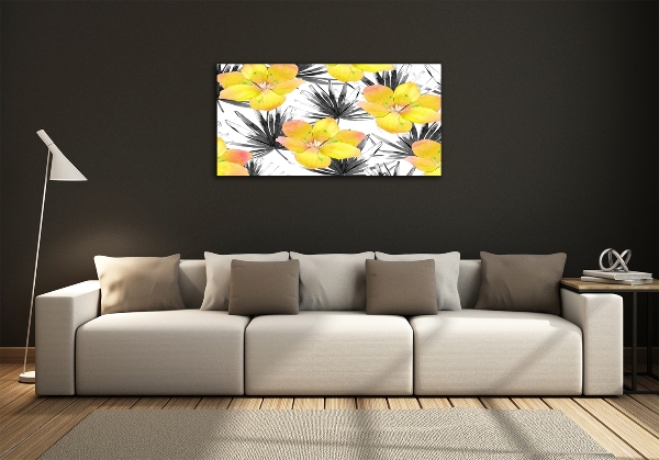 Quadro su vetro Fiori tropicali
