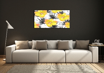 Quadro su vetro Fiori tropicali