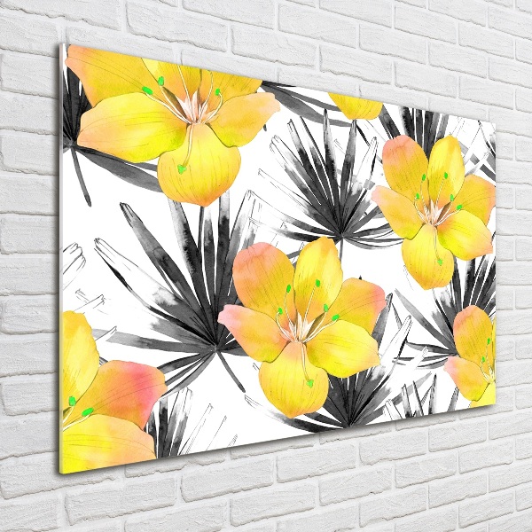 Quadro su vetro Fiori tropicali