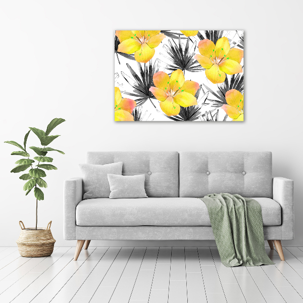 Quadro su vetro Fiori tropicali