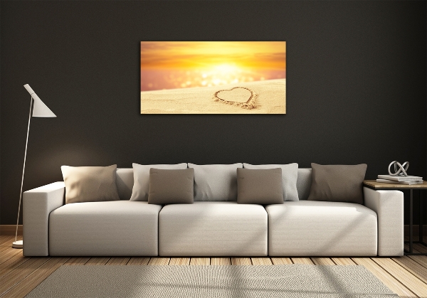Quadro su vetro Cuore nella sabbia