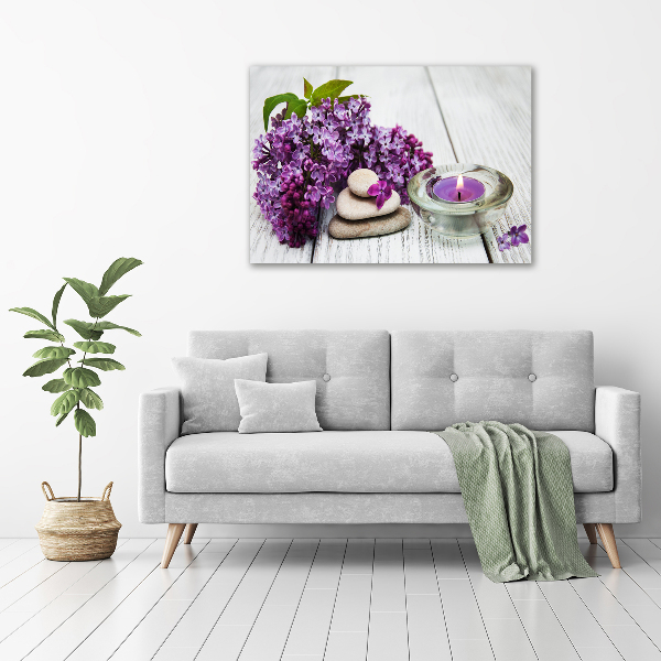 Quadro su vetro Pietre lilla e zen