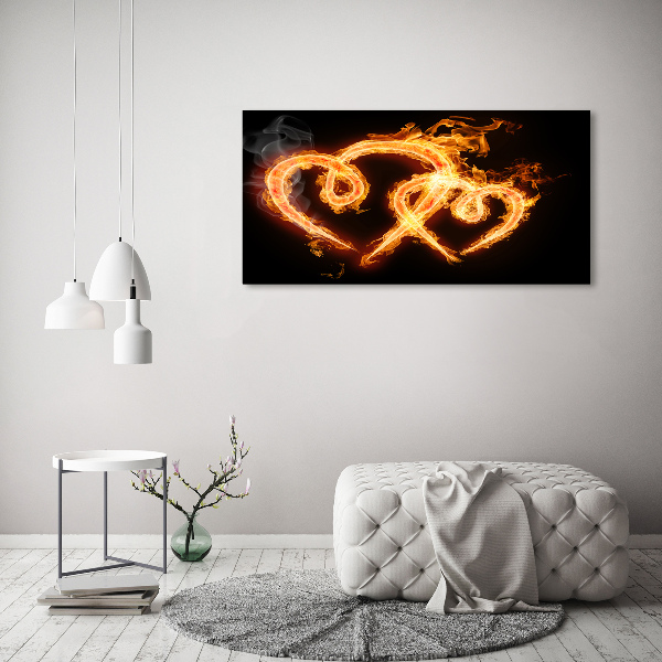 Quadro vetro Cuori di fuoco
