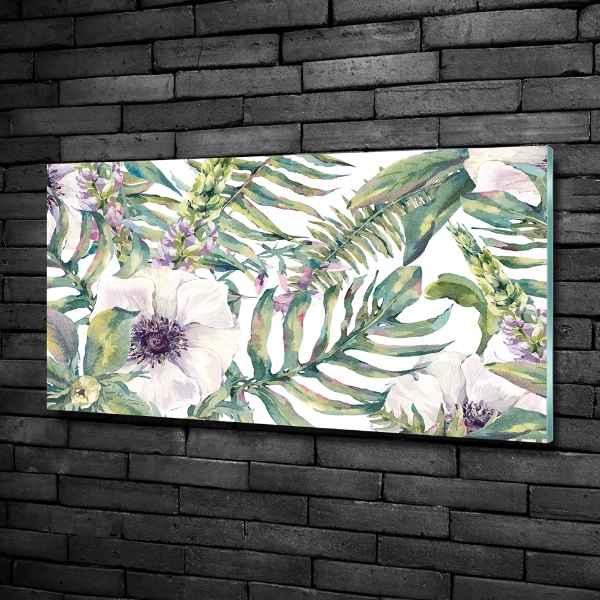 Quadro vetro Felci e fiori