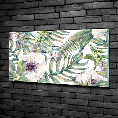 Quadro vetro Felci e fiori