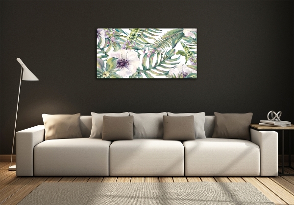 Quadro vetro Felci e fiori
