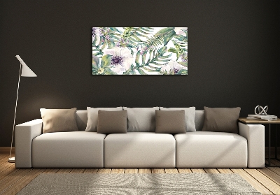 Quadro vetro Felci e fiori