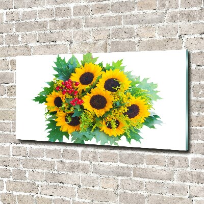 Quadro in vetro Un mazzo di girasoli
