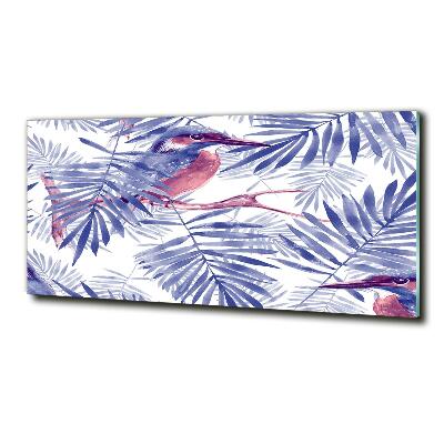 Quadro vetro Piante e uccelli