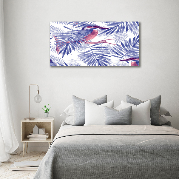 Quadro vetro Piante e uccelli