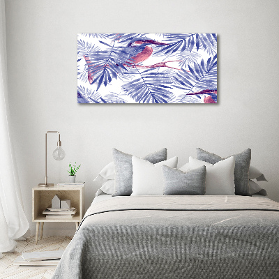 Quadro vetro Piante e uccelli