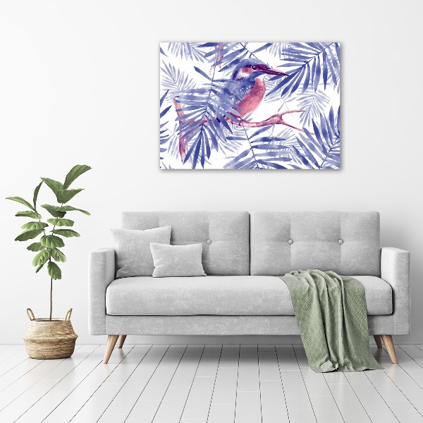 Quadro vetro Piante e uccelli