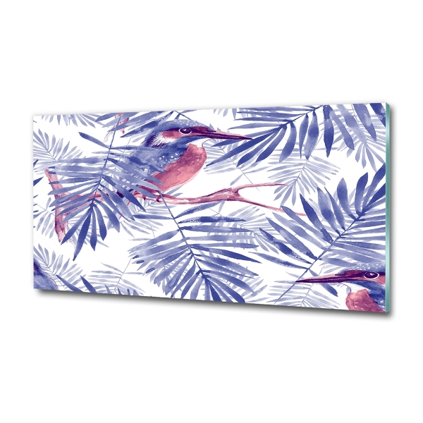 Quadro vetro Piante e uccelli