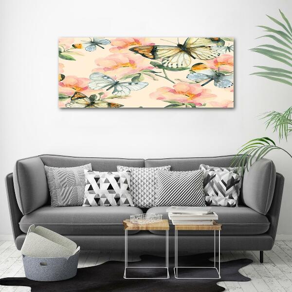 Quadro in vetro Farfalle e fiori